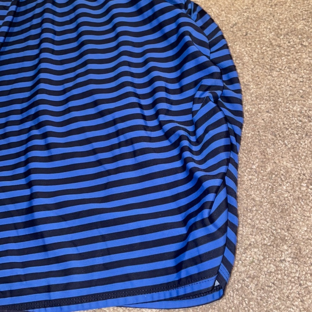 A Pea in the Pod medium maternity swim tankini top blue striped navy beach pool - Picture 4 of 8